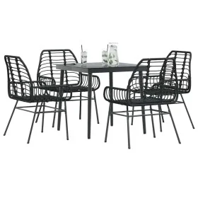 Juego de comedor jardín 5 piezas ratán sintético vidrio negro de , Conjuntos de jardín - Ref: Foro24-3334437, Precio: 316,23 ...