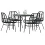 Juego de comedor jardín 5 piezas ratán sintético vidrio negro de , Conjuntos de jardín - Ref: Foro24-3334437, Precio: 329,40 ...