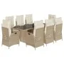 Set comedor de jardín 9 pzas con cojines ratán sintético beige von , Gartensets - Ref: Foro24-3213126, Preis: 1,00 €, Rabatt: %