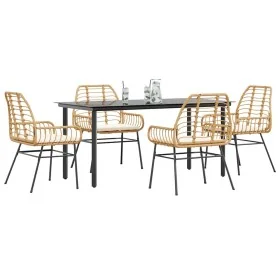 Juego de comedor jardín 5 piezas cojines ratán sintético marrón von , Gartensets - Ref: Foro24-3334558, Preis: 381,45 €, Raba...