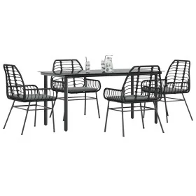 Juego de comedor jardín 5 piezas cojines ratán sintético negro by , Garden sets - Ref: Foro24-3334551, Price: 382,01 €, Disco...