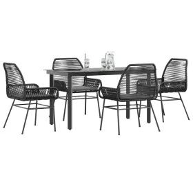 Juego de comedor jardín 5 piezas cojines ratán sintético negro von , Gartensets - Ref: Foro24-3334564, Preis: 410,95 €, Rabat...
