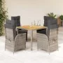 Set comedor de jardín 5 piezas con cojines ratán sintético gris by , Garden sets - Ref: Foro24-3213105, Price: 656,00 €, Disc...