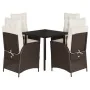 Set comedor de jardín 5 piezas y cojines ratán sintético marrón von , Gartensets - Ref: Foro24-3213414, Preis: 599,34 €, Raba...