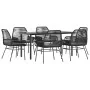Set de comedor de jardín 7 piezas cojines ratán sintético negro by , Garden sets - Ref: Foro24-3334566, Price: 500,60 €, Disc...