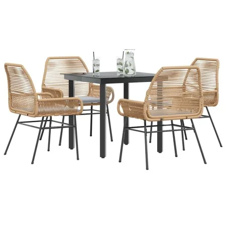 Juego de comedor jardín 5 piezas cojines ratán sintético marrón by , Garden sets - Ref: Foro24-3334570, Price: 371,53 €, Disc...