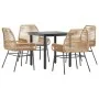 Juego de comedor jardín 5 piezas cojines ratán sintético marrón by , Garden sets - Ref: Foro24-3334570, Price: 371,53 €, Disc...