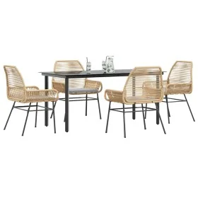 Juego de comedor jardín 5 piezas cojines ratán sintético marrón by , Garden sets - Ref: Foro24-3334572, Price: 434,83 €, Disc...