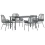 Juego comedor jardín 5 pzas cojines ratán sintético vidrio gris de , Conjuntos de jardín - Ref: Foro24-3334579, Precio: 418,6...
