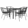 Juego de comedor jardín 5 piezas cojines ratán sintético negro by , Garden sets - Ref: Foro24-3334598, Price: 260,59 €, Disco...