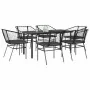 Set de comedor de jardín 7 piezas cojines ratán sintético negro | Foro24.es | Tu tienda online para hogar, jardín y más Foro24.es