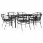 Set de comedor de jardín 7 piezas cojines ratán sintético negro | Foro24.es | Tu tienda online para hogar, jardín y más Foro24.es