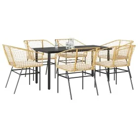 Juego de comedor de jardín 7 pzas con cojines ratán PE marrón von , Gartensets - Ref: Foro24-3334608, Preis: 451,61 €, Rabatt: %