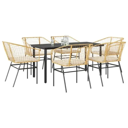 Juego de comedor de jardín 7 pzas con cojines ratán PE marrón von , Gartensets - Ref: Foro24-3334608, Preis: 451,61 €, Rabatt: %