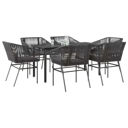 Set de comedor de jardín 7 piezas cojines ratán sintético negro | Foro24.es | Tu tienda online para hogar, jardín y más Foro24.es