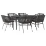 Set de comedor de jardín 7 piezas cojines ratán sintético negro | Foro24.es | Tu tienda online para hogar, jardín y más Foro24.es