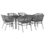Juego comedor jardín 7 pzas cojines ratán sintético vidrio gris | Foro24.es | Tu tienda online para hogar, jardín y más Foro24.es