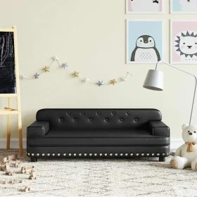 Sofá para niños de cuero sintético negro 90x53x30 cm by , Baby and Toddler Furniture - Ref: Foro24-3196287, Price: 110,38 €, ...