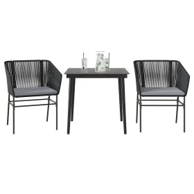 Set comedor jardín 3 pzas cojines ratán sintético vidrio negro von , Gartensets - Ref: Foro24-3334513, Preis: 259,27 €, Rabat...