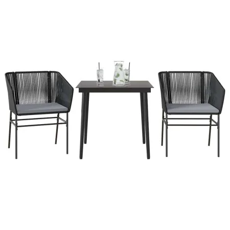 Set comedor jardín 3 pzas cojines ratán sintético vidrio negro von , Gartensets - Ref: Foro24-3334513, Preis: 259,27 €, Rabat...