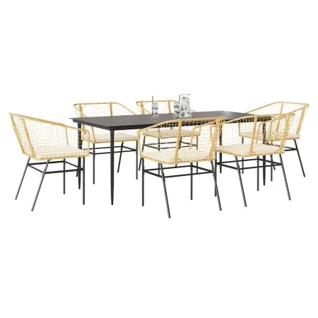 Juego de comedor de jardín 7 pzas con cojines ratán PE marrón de , Conjuntos de jardín - Ref: Foro24-3334511, Precio: 466,59 ...