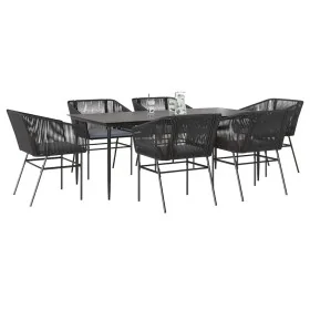 Set de comedor de jardín 7 piezas cojines ratán sintético negro by , Garden sets - Ref: Foro24-3334518, Price: 592,88 €, Disc...