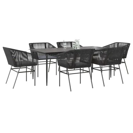 Set de comedor de jardín 7 piezas cojines ratán sintético negro by , Garden sets - Ref: Foro24-3334518, Price: 592,88 €, Disc...