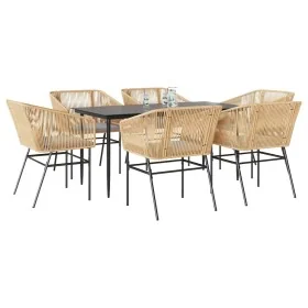 Juego de comedor de jardín 7 pzas con cojines ratán PE marrón by , Garden sets - Ref: Foro24-3334524, Price: 596,84 €, Discou...