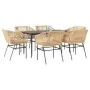 Juego de comedor de jardín 7 pzas con cojines ratán PE marrón von , Gartensets - Ref: Foro24-3334524, Preis: 596,84 €, Rabatt: %
