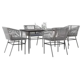 Juego comedor jardín 5 pzas cojines ratán sintético vidrio gris by , Garden sets - Ref: Foro24-3334530, Price: 447,05 €, Disc...