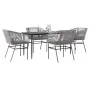 Juego comedor jardín 5 pzas cojines ratán sintético vidrio gris by , Garden sets - Ref: Foro24-3334530, Price: 447,05 €, Disc...