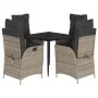 Set comedor de jardín 5 piezas con cojines ratán sintético gris von , Gartensets - Ref: Foro24-3213421, Preis: 673,44 €, Raba...