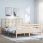 Bed frame with solid wood headboard 160x200 cm by vidaXL, Beds and slatted bases - Ref: Foro24-3193996, Price: 134,27 €, Disc...