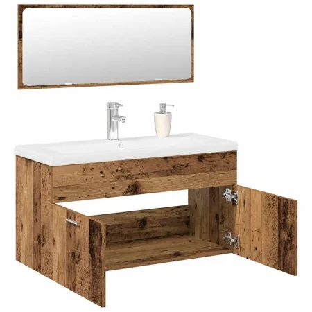 Juego de muebles de baño 3 piezas madera ingeniería envejecida de , Muebles de baño - Ref: Foro24-3328911, Precio: 339,08 €, ...