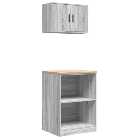 Armarios 2 uds para garaje madera ingeniería gris sonoma by , Armarios industriales - Ref: Foro24-3328283, Price: 100,42 €, D...