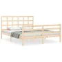 Bed frame with solid wood headboard 160x200 cm by vidaXL, Beds and slatted bases - Ref: Foro24-3193996, Price: 134,27 €, Disc...