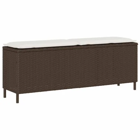 Banco de jardín con cojín marrón 110x30x40,5 cm ratán sintético by , garden benches - Ref: Foro24-4104155, Price: 89,39 €, Di...