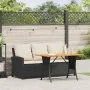 Sofá jardín de 3 plazas con cojín y mesa negro ratán sintético | Foro24.es | Tu tienda online para hogar, jardín y más Foro24.es