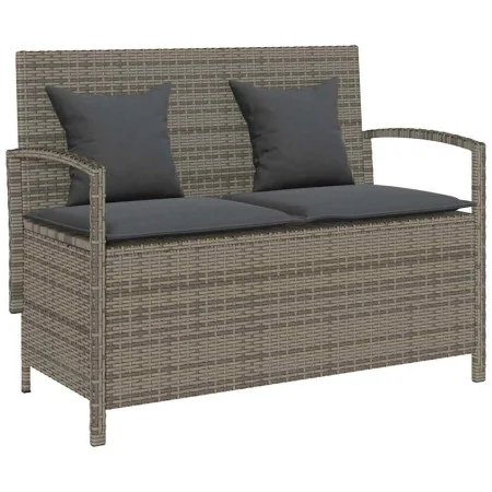 Banco de jardín con almacenaje y cojín gris ratán sintético by , garden benches - Ref: Foro24-4104213, Price: 221,74 €, Disco...