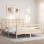 Estructura de cama con cabecero madera maciza 160x200 cm de vidaXL, Camas y somieres - Ref: Foro24-3193996, Precio: 134,25 €,...