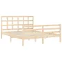Bed frame with solid wood headboard 160x200 cm by vidaXL, Beds and slatted bases - Ref: Foro24-3193996, Price: 134,27 €, Disc...