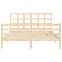 Bed frame with solid wood headboard 160x200 cm by vidaXL, Beds and slatted bases - Ref: Foro24-3193996, Price: 134,27 €, Disc...