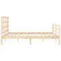 Bed frame with solid wood headboard 160x200 cm by vidaXL, Beds and slatted bases - Ref: Foro24-3193996, Price: 134,27 €, Disc...