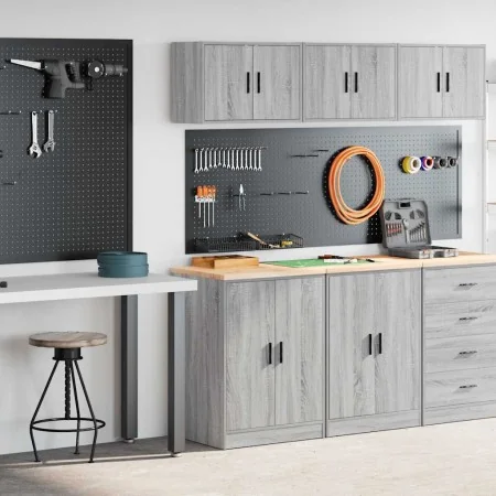 Armarios 2 uds para garaje madera ingeniería gris sonoma by , Armarios industriales - Ref: Foro24-3328310, Price: 123,76 €, D...