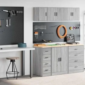 Armarios 2 uds para garaje madera ingeniería gris
