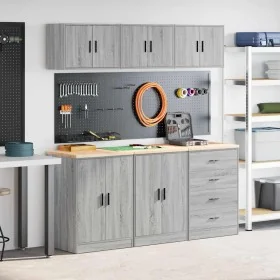 Garage Cabinets 6 pcs Grey Sonoma Engineered Wood by , Armarios industriales - Ref: Foro24-3328346, Price: 417,99 €, Discount: %