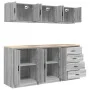 Garage Cabinets 6 pcs Grey Sonoma Engineered Wood by , Armarios industriales - Ref: Foro24-3328346, Price: 417,99 €, Discount: %