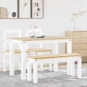 Juego de comedor Panama 4 pzas madera maciza de pino blanco by , Furniture sets for kitchens and dining rooms - Ref: Foro24-3...