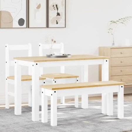 Juego de comedor Panama 4 pzas madera maciza de pino blanco by , Furniture sets for kitchens and dining rooms - Ref: Foro24-3...