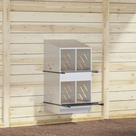 Nido para gallinas con 4 compartimentos plateado galvanizado de , Jaulas y habitáculos para animales pequeños - Ref: Foro24-8...